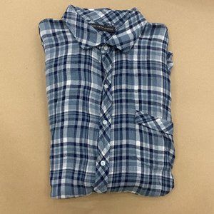 Saks Fifth Ave- LSBF Blue, Black, White Plaid Flannel Shirt - Size XL